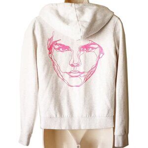 Avicii H&M Zip Hoodie Graphic Sweatshirt S Light Gray Hot Pink